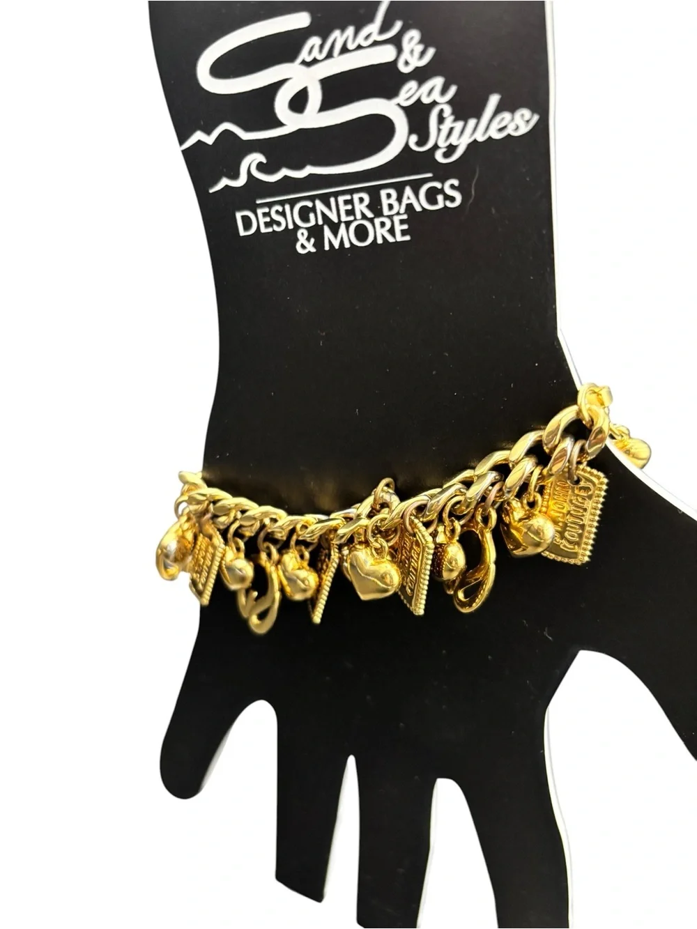 St. John “Love of My Life” Gold Plated Heart Logo Charm Bracelet Rare